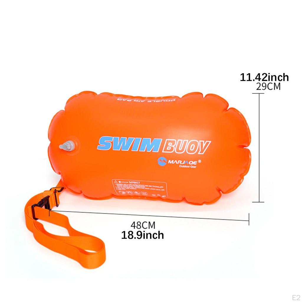 Aquatic Swim Buoy with Waterproof Bag And Adjustable Waist Belt, Double Inflatable Cushion
