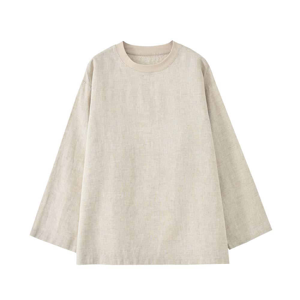 

Rain Dew Women s Hemp White Long Sleeve Tencel Linen Relaxed Fit Top Medium природний/Лляний