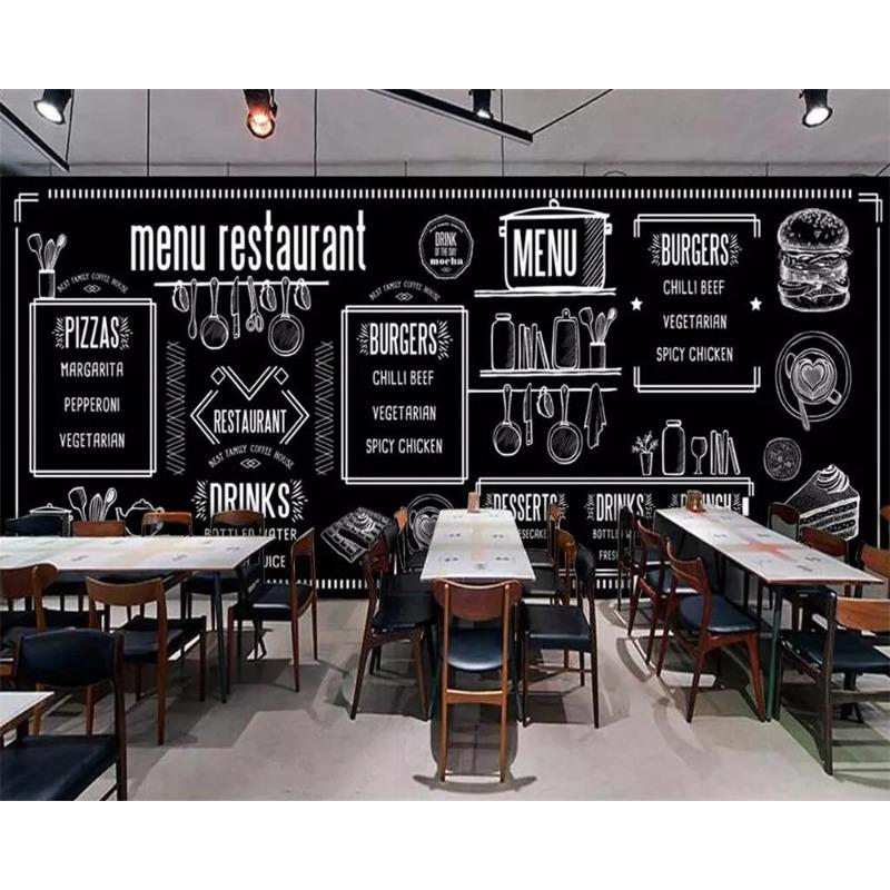 Ručně malovaná křídová tabule Jídlo 3D tapeta Bar Kavárna Pozadí Nástěnná malba