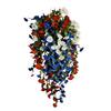 Patriotic Hanging Basket, Red White Blue Artificial Flowers for America's 250th Anniversary, UV Fade Resistant for Outdoor Indoor Decor
