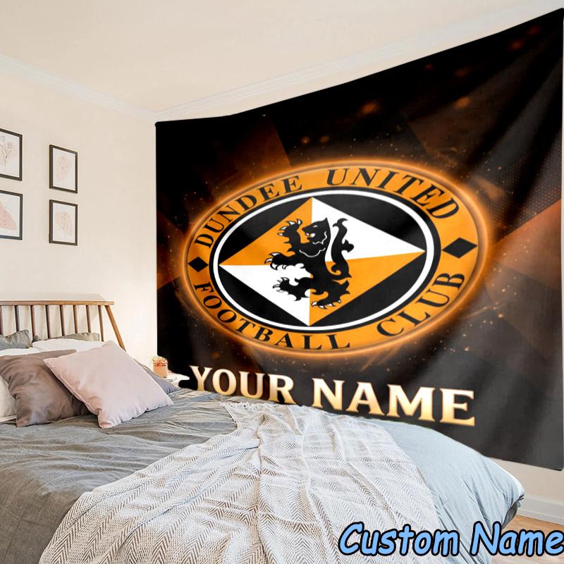 Custom Name Dundee United Crest Design Tapestry Accessories for Bedroom,Livingroom, dormitory Room Wall Hanging Decor, Fan Birthday Gifts