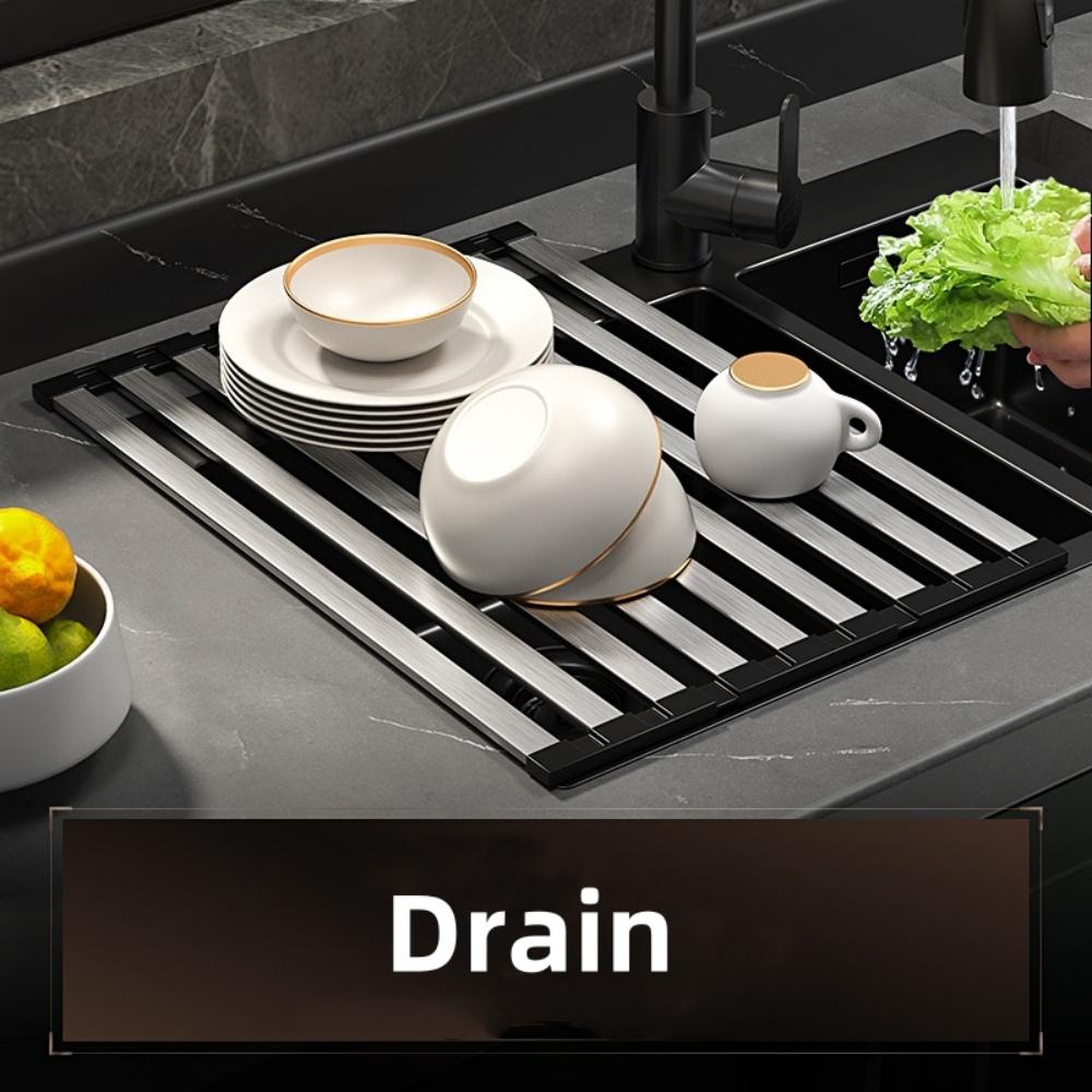 Roll Up Dish Drying Rack Over Sink Drying Rack Sink Cover Kitchen Sink Accessories Gadget Multipurpose Organizer Foldable Stainl