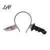 Realistic Weapon Props Fake Knife Through Head Headband for Adult PU Foam Horror Zombie Headpiece Headwear Prop Funny Halloween Costume Accessory