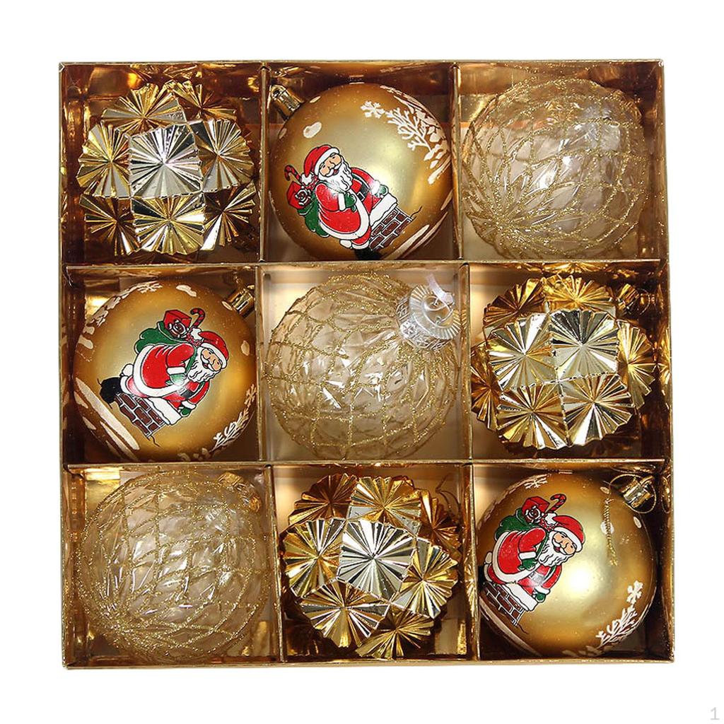 9Pcs Christmas Ball Baubles Xmas Tree Hanging Pendants Party Supplies Decor for Window Yard