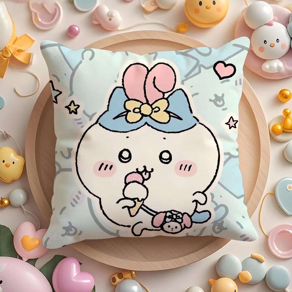 Cute Chiikawa Pillow Case Short Plush Double-Sided Printing Home Machine Washable In Warm Winter Cushion Cover