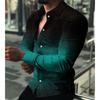 Men Ombre Gradient Tone Slim Long Sleeve Shirts
