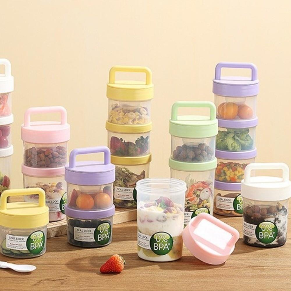 Useful Multi-layer Yogurt Salad Cups with Lid Spoon Leak-proof Food Storage Bento Box Reusable Fruit Salad Cup Picnic