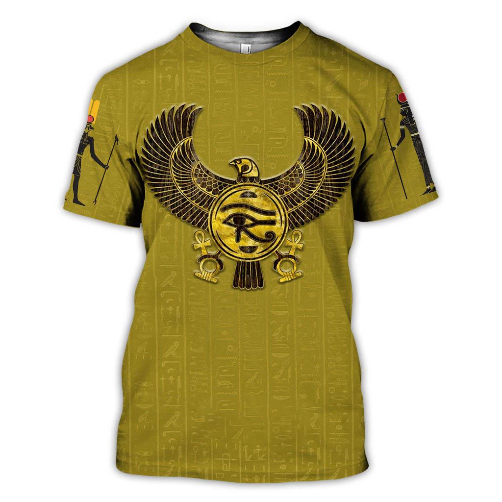 Summer Mens T-shirt Egyptian Pharaoh 3D Printed Short Sleeved Retro Style T Shirt Quick Drying Men's Round Neck Loose Tops