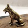 62KD Brass Metal Lucky Fortune Dog Statue Small Ornament Little Puppy Wolf Figurines Chinese Desktop Tea Pet Decoration