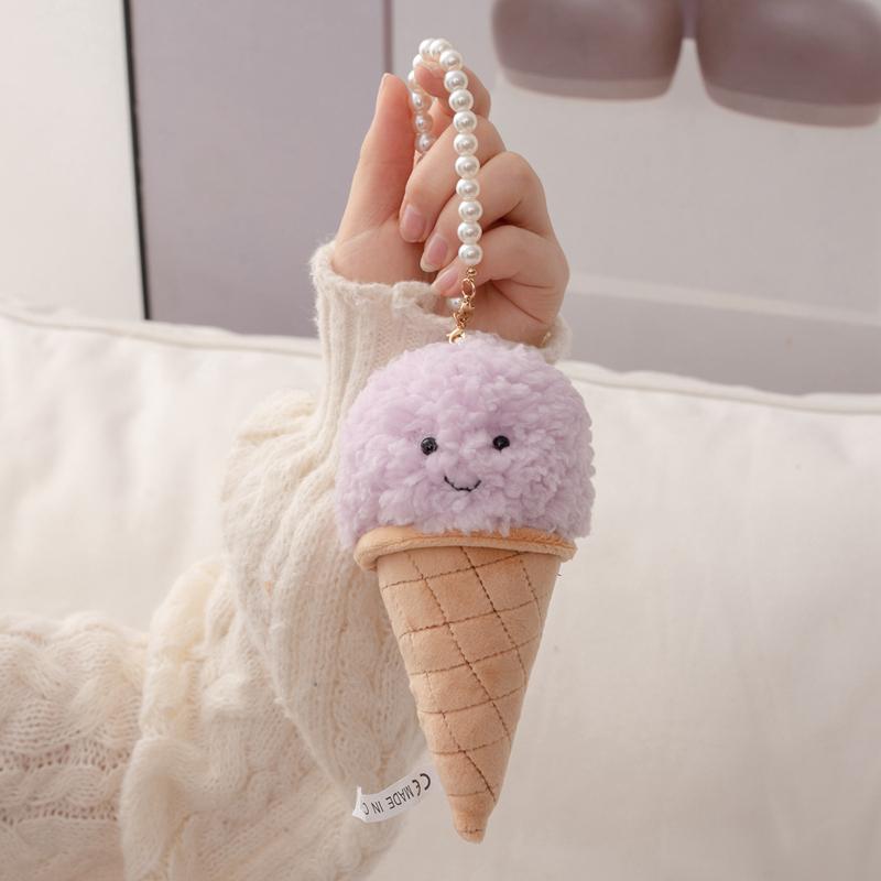 Candy-colored Ice Cream Cone Ice Cream Bag Key Pendant Super Soft Dolls Cartoon Plush Toys Comfortable Fabric Birthday Gifts