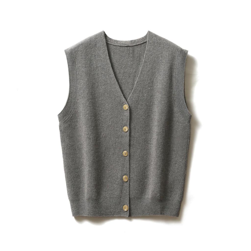 Women's V-Neck Retro Wool Sweater Vest, Fish Scale Knit, Hollow Out, Autumn/Winter Cape Style
