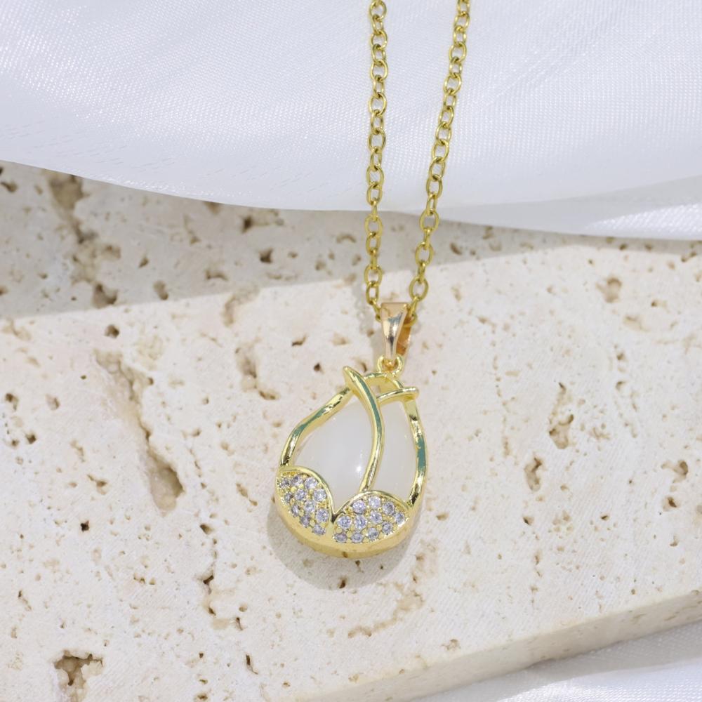 Fashion Tulips Pendant Necklaces for Women Fashion Zirconia Necklace Wedding Party Jewelry Accessories