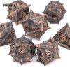 7 Pcs Yellow Eyes Metal Dice Solid Metal Polyhedral Dice Set Suitable for Role-Playing RPG  Board Game Dice Role-Playing RPG
