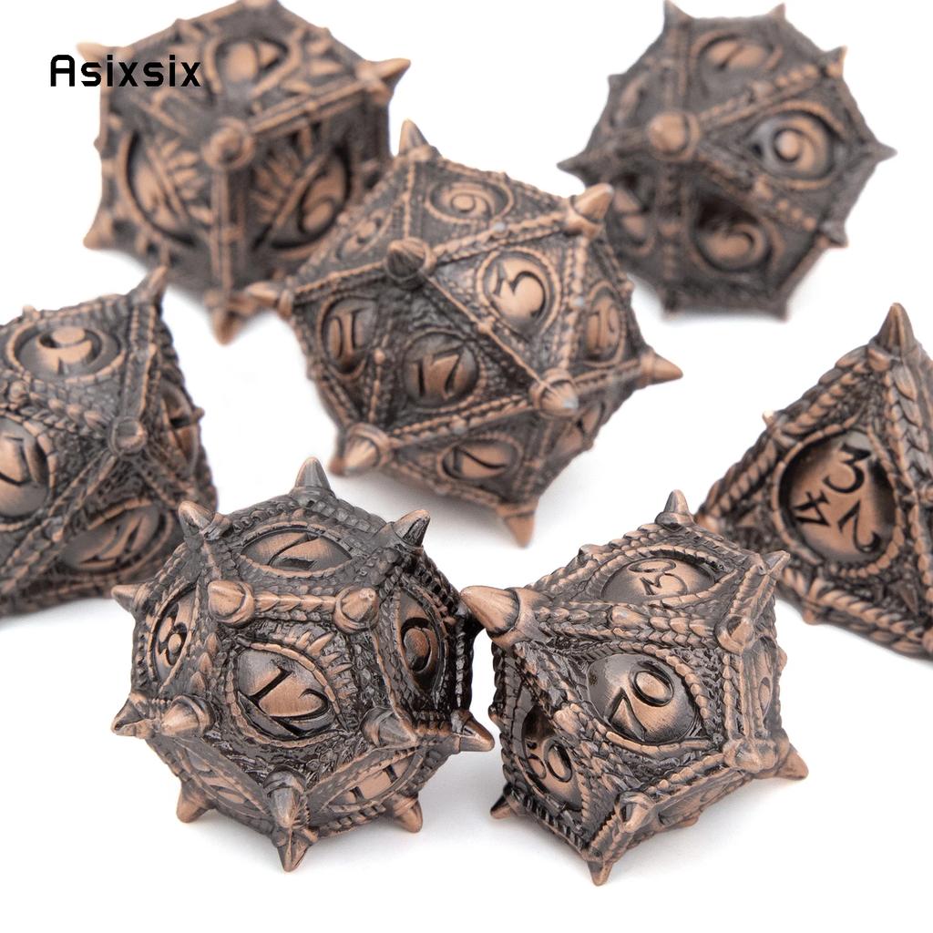 7 Pcs Yellow Eyes Metal Dice Solid Metal Polyhedral Dice Set Suitable for Role-Playing RPG  Board Game Dice Role-Playing RPG