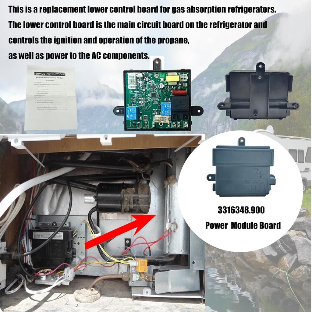 3316348.900 RV Fridge Control Board, Fit For Dometic DM2652 RM2652 Etc Fridge(Some Old Models Are Incompatible). Seven Ports Bottom.Not Replace The