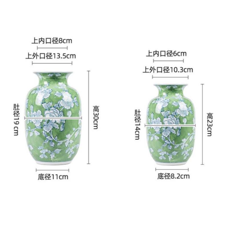 Chinese Blue and White Porcelain Ceramic Vase Colored Handmade Rose Ceramic Jar Flower Vase Flowerpot Home Decoration