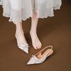 Women High Heel Sandals Summer New Elegant Butterfly-knot Fashion Pointed Toe Pumps Outdoor Non Slip Shallow Slingbacks Heels