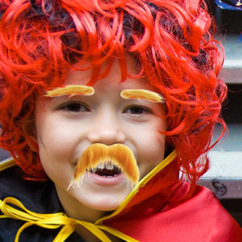 Yellow Mustache and Eyebrows Artificial Beard Fake Eyebrow Funny Halloween Faux Beard Yellow Eyebrow Beard Set Fake Beard Novelt