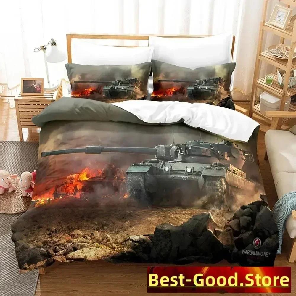 Top 2023 Game World Of Tanks Bedding Set Single Twin Full Queen King Size Bed Set Adult Kid Bedroom Duvetcover Sets