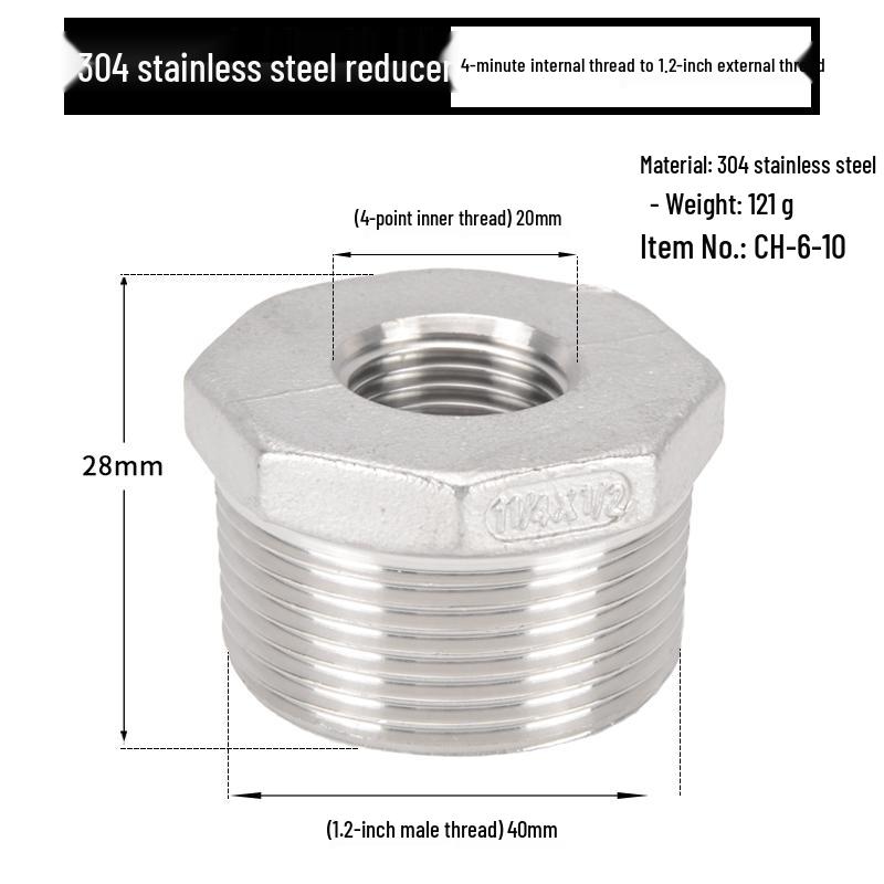 Reductor Buching din Oțel Inoxidabil 304: Reductor de 1,5", 1,2", 1" la 3 minute, 2 minute, 1 minut cu filet exterior și interior