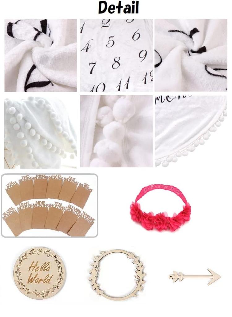 Monthly Photo Nap Baby Photo Commemorative Growth Photo Memorial Item Blanket, Mat, Shoot, Photo, Record, Birthday, Garland, QB-127 (Round)