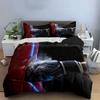 3Pcs Boxing Punching Bag Bedding Set, Black Glove Hitting Red Sandbag Print Duvet Cover + 2 Pillowcases, Sports Design For Boys
