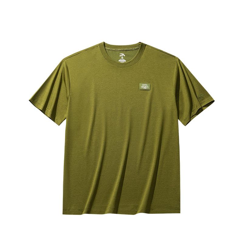 Anta Comfortable Simple Versatile Loose Casual Letter Short Sleeve T-Shirt Men Tops Recycled-Green 152528127-4