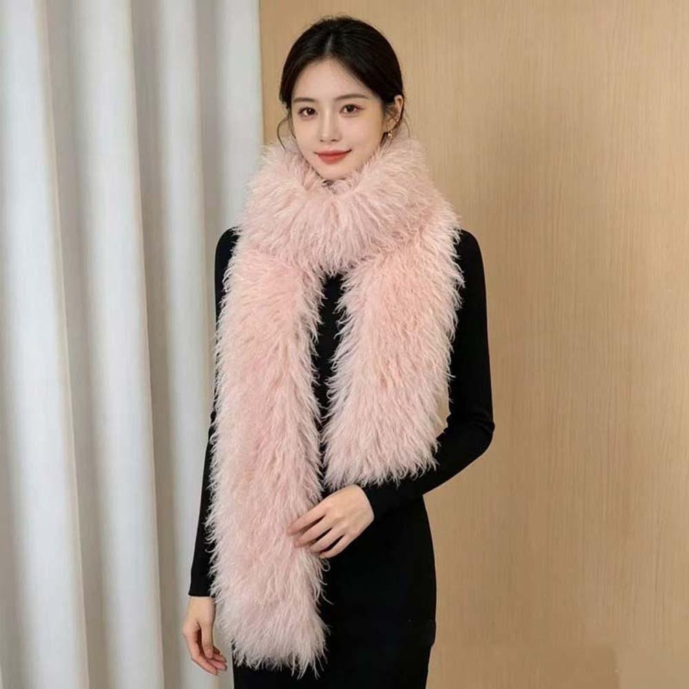 Soft Faux Fur Scarf Thick Curly Fur Wrap Shaggy Warm Stole Fluffy Winter Shawl Winter Vacation
