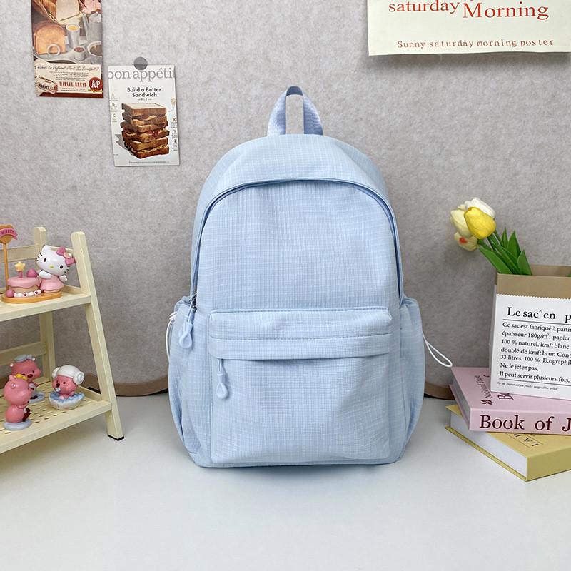 Color Simple Solid Student Backpack With Inner Compartments For Daily Commute