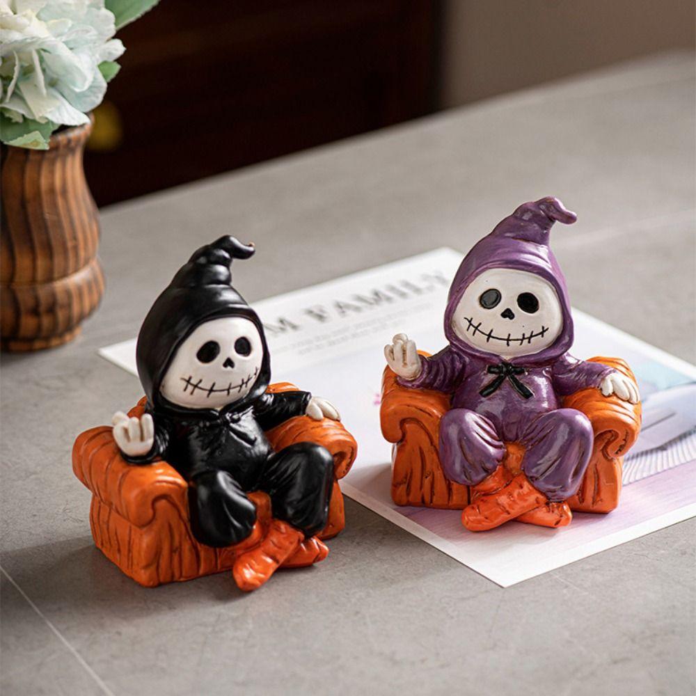 Cute Ghost Art Sculpture Spooky Ghost Statue Ornament Halloween Sofa Ghost Figure  Gift