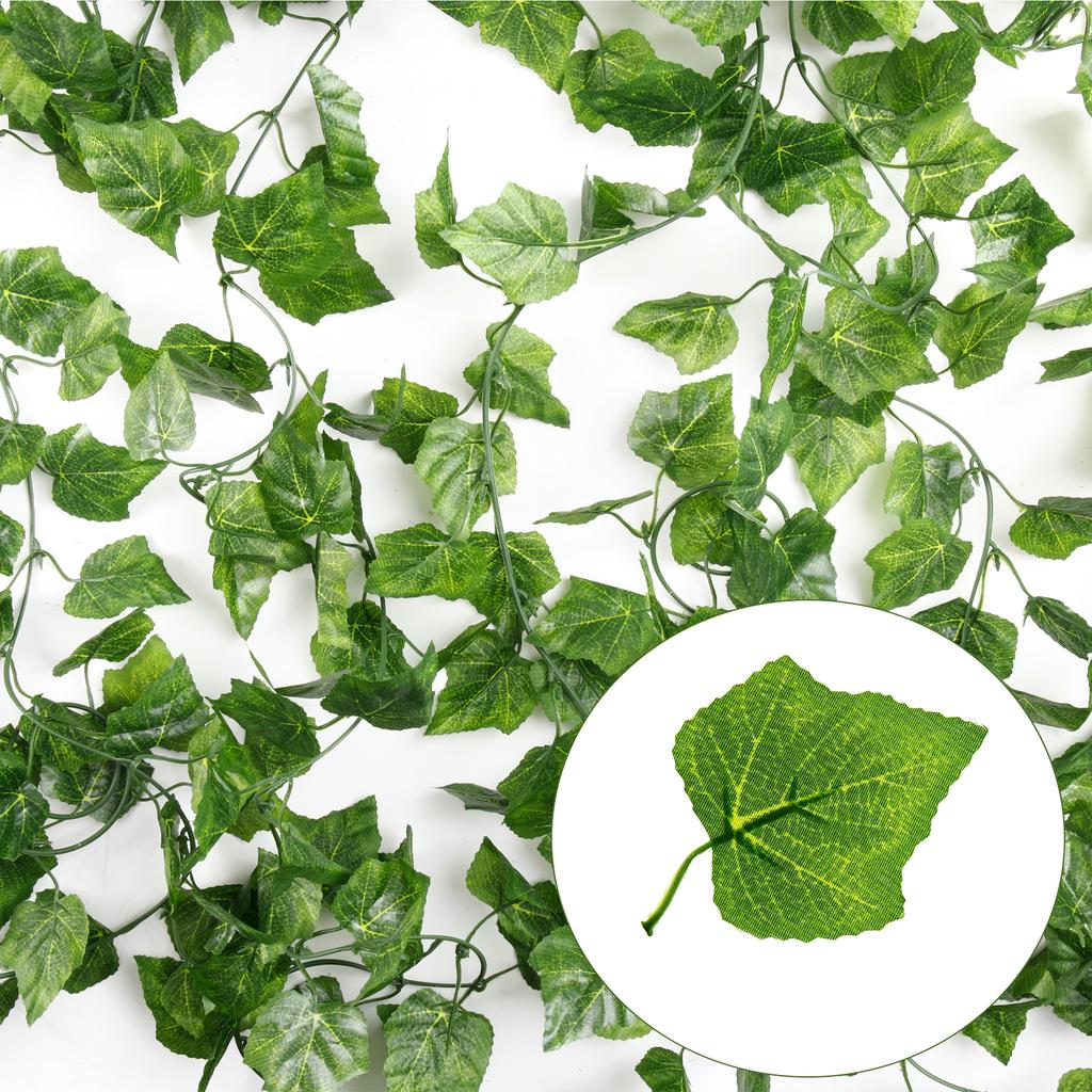 Artificial Ivy Leaf Rattan Creeper Leaves Vine Hanging Garland DIY Fake Flowers Plants for Garden Wedding Party Home Decor 2.4m