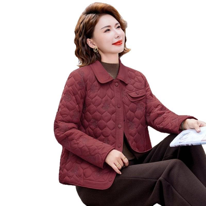 Padded jacket, fashionable new padded jacket, medium and old women's top, short light lapel padded jacket, women's