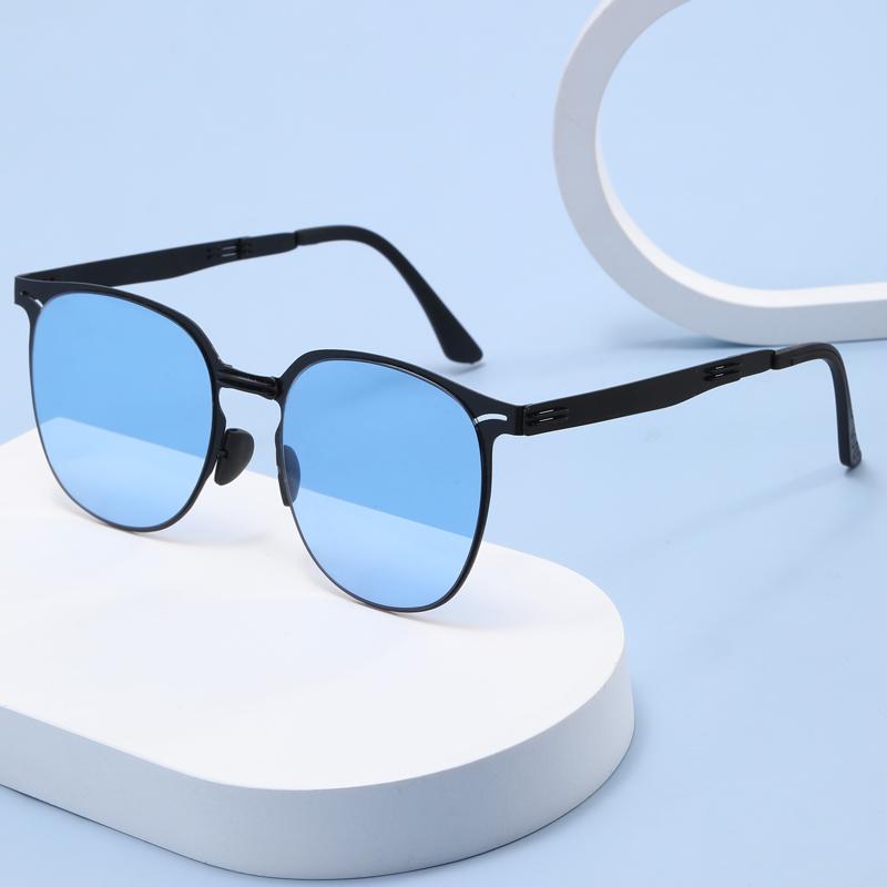 BY8105 Foldable Metal Square Frame Sunglasses for Women Retro Korean Style with European and American Driving Trend