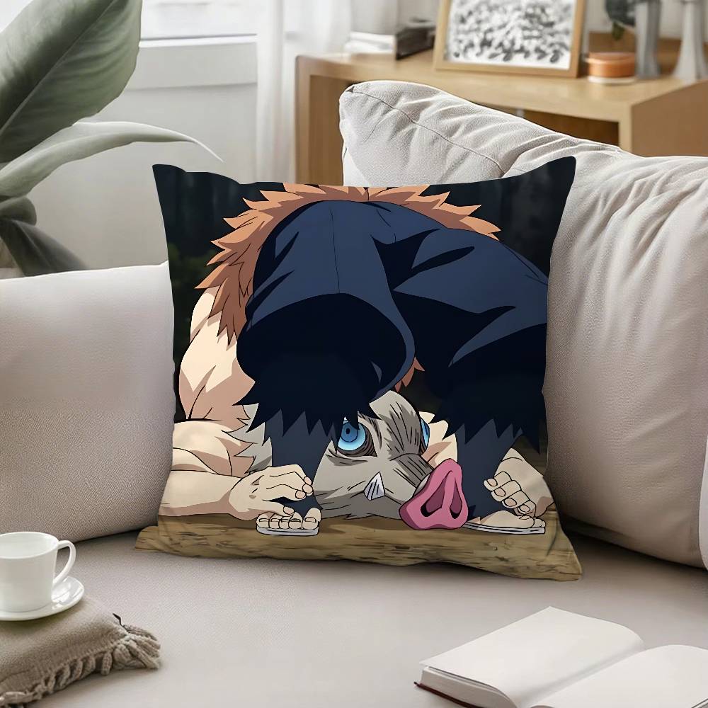 

I-Inosuke Hashibira Pillow Case Cushion Cover Soft Cute Throw Pillow Case For Car Sofa Pillowcase Polyester With Zipper 16x16Inch