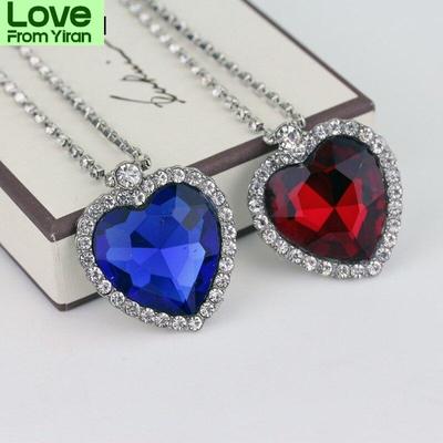 Titanic Heart Of The Ocean Necklaces For Women Blue Romantic Chain Pendant Necklaces Fashion Wedding Jewelry