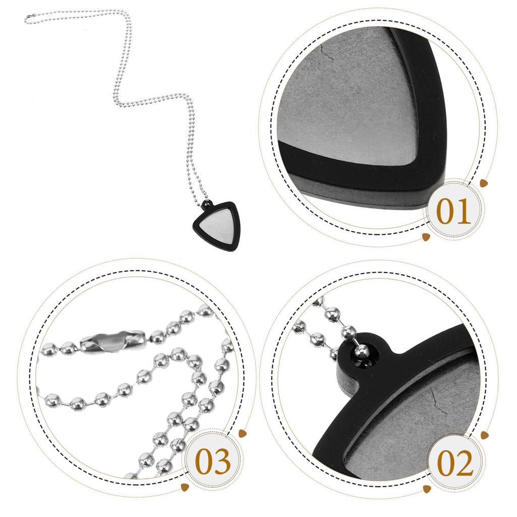 Frcolor Guitar Pick Necklace Guitar Pendant 2 Pieces Stainless Steel Celluloid Electric Guitar Bass Ukulele Guitarist Pick Storage Necklace Music
