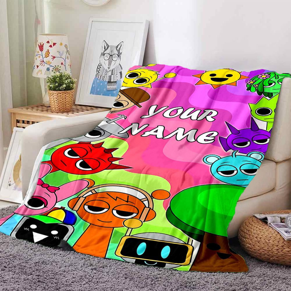 Customizable SPRUNKI2 Throw Blanket – Personalized Name, All-Season Cozy Snug Blanket, Machine Washable, Personalized Blanket