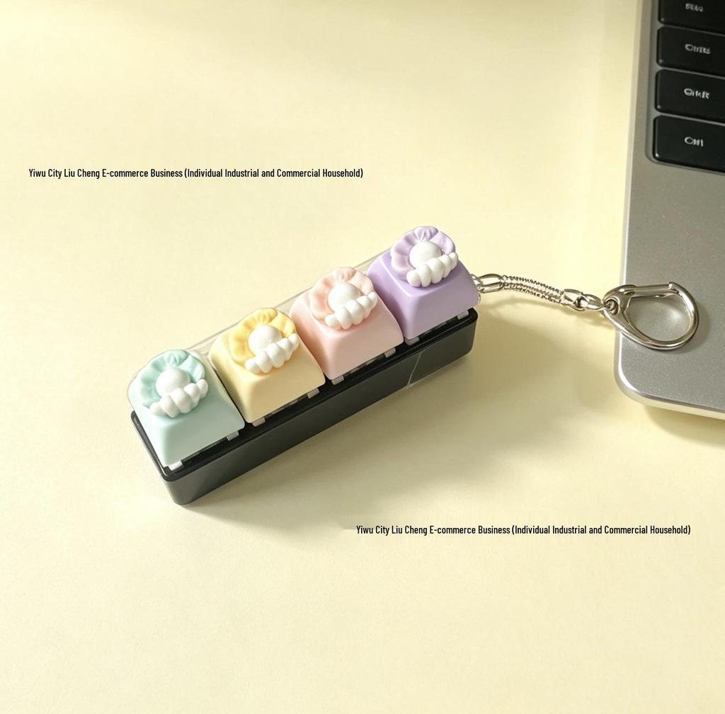 Cute Sticker DIY Button Squeeze Toy Keychain - Stress Relief Pendant