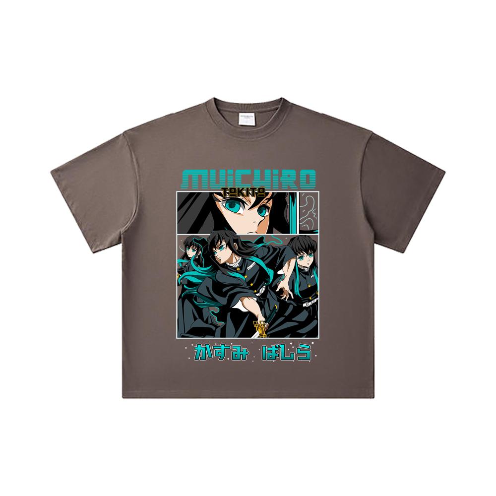 260 GSM Double Yarn 32 Count 100% Cotton Demon Slayer V8 Mitsuri Print Unisex Heavy Cotton T Shirt