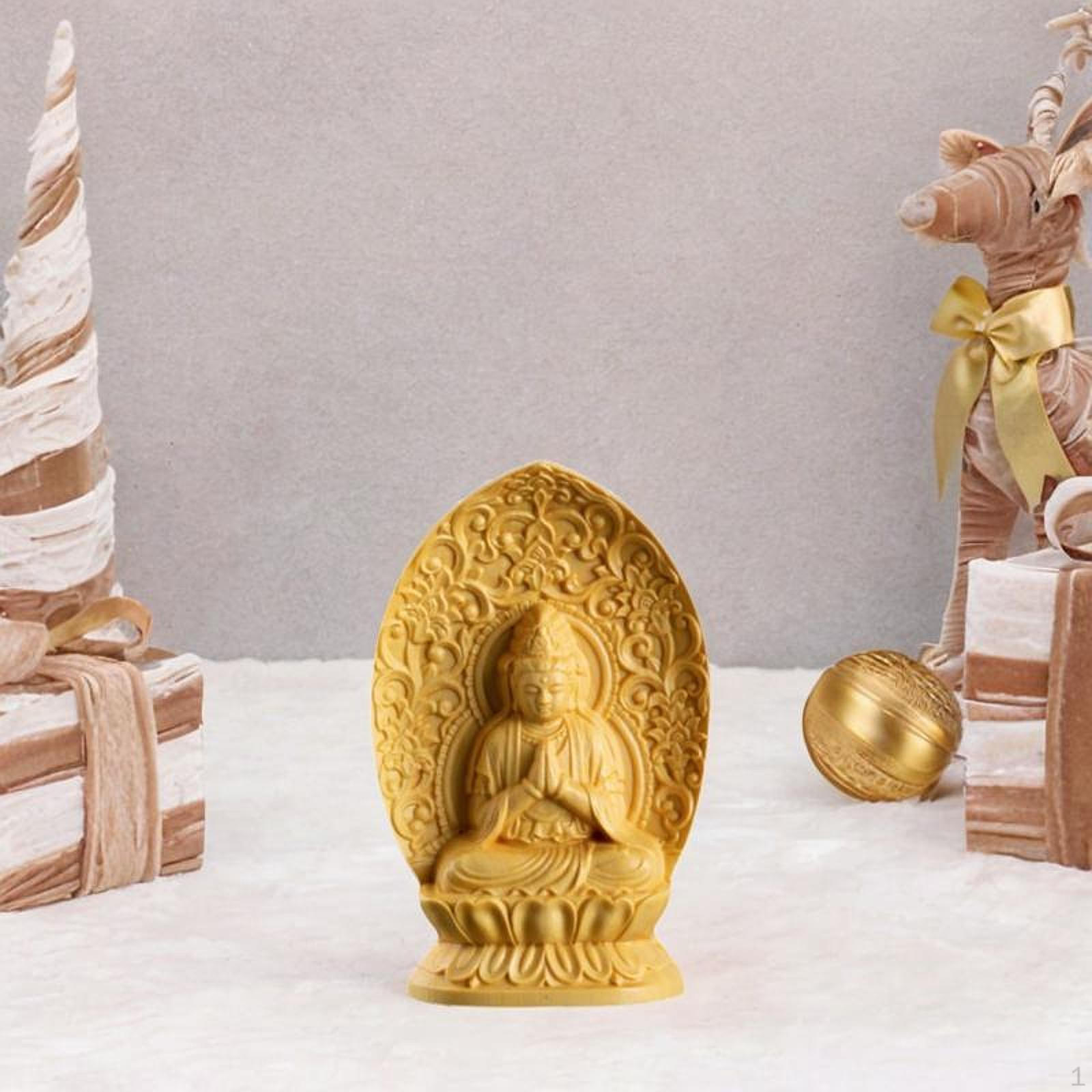 

Резьба по дереву, сидящая статуя Гуаньинь, высота 2,7 дюйма, декоративная мини-скульптура ручной работы Style A