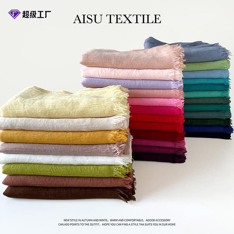Solid color scarf shawl fashion literary cotton and linen scarf red silk scarf women's desert travel shawl