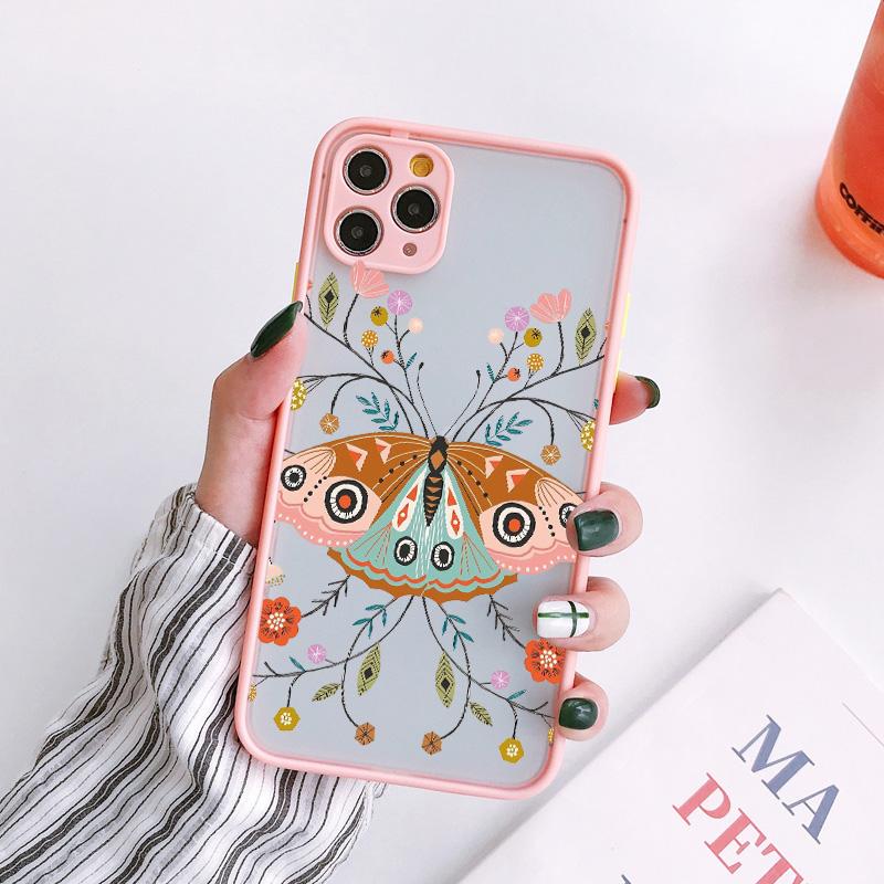 Flowers Butterfly Aesthetic Phone Case For iPhone 7 8 plus X XS MAX XR SE2 16 15 14 11 12 13 Pro Max Back Shockproof soft Cover