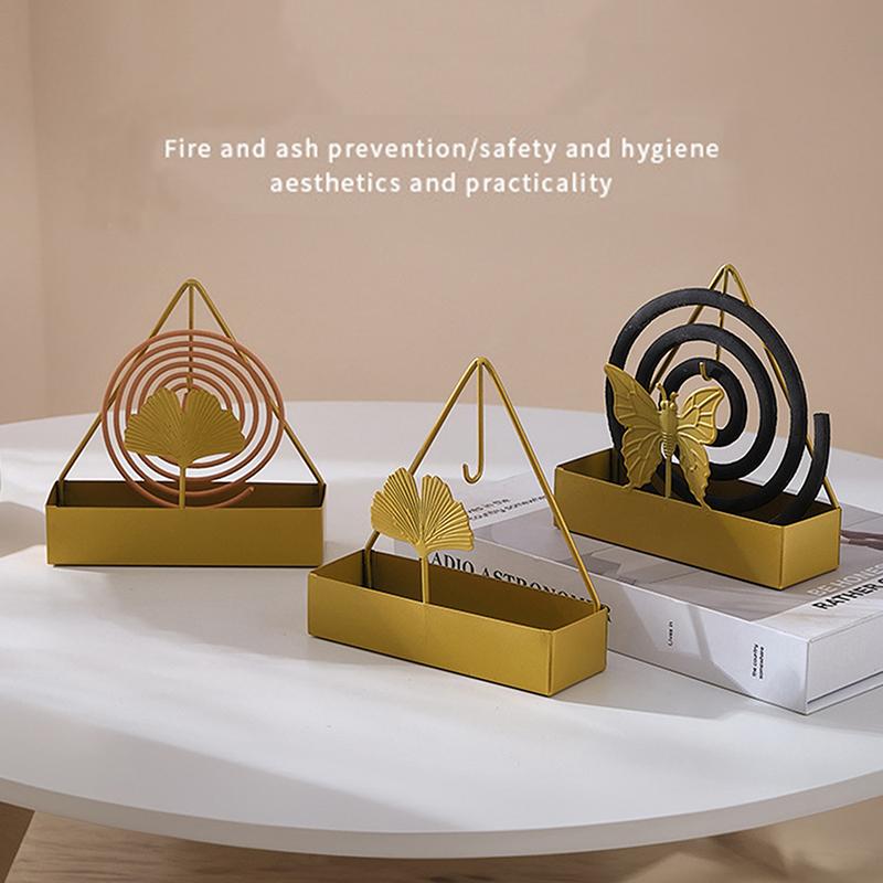 Iron Mosquitoes Coil Holder Butterflies Apricot Leaves Incense Holder Modern Repellent Incense Rack For Home Bedroom Patio