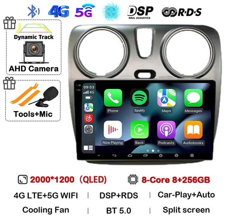 Android 14 Auto Carplay Car Radio For Renault Lodgy Dacia Dokker 2012 - 2020 Multimedia Video Player Navigation GPS 360 Camera