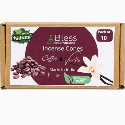 Coffee and Vanilla 100%-Natural-Incense-Cones Handmade-Hand-Dipped Organic-Chemicals-Free for-Purification-Relaxation-Positivity