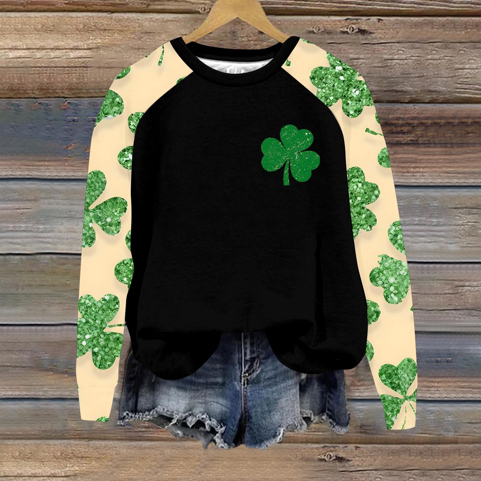 

Женский модный рукав реглан St. Повседневная толстовка с круглым вырезом и принтом ко Дню Святого Патрика L армия зеленый