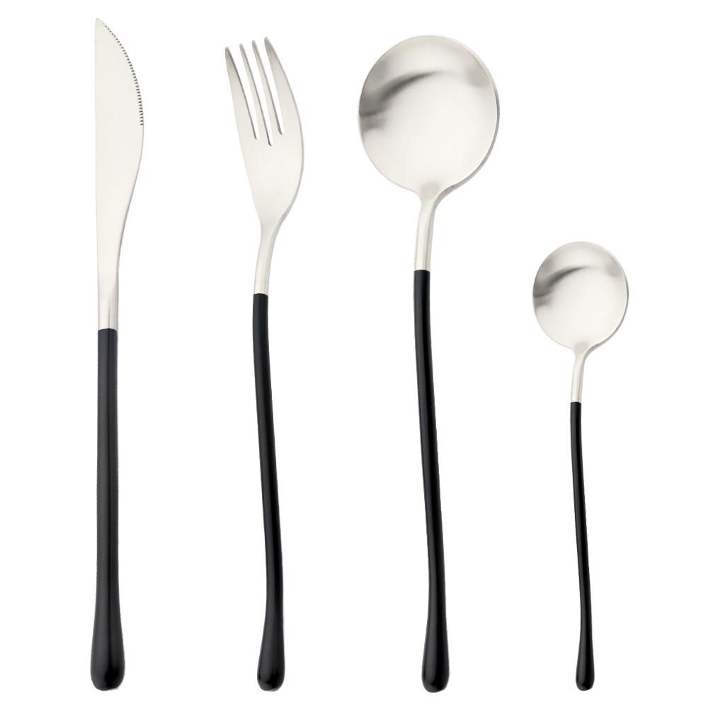 4Pcs White Gold Cutlery 18/10 Stainless Steel Dinnerware Set Spoon Fork Knife Western Home Silverware Tableware Set Supplies