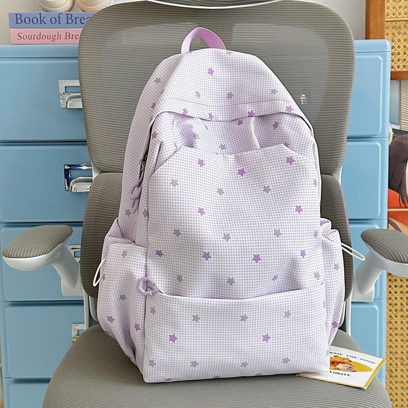 Schoolbag New Student Backpack, Gentle Style, Starry Sky Print Double Shoulder Bag, Sweet and Cute Backpack, High-appearance Casual Bag