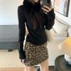 2026 Retro Leopard Print Woolen High Waist Skirt for Plus Size Women – Loose Fit, Chic Temperament
