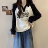 Women's Plus Size Retro Raglan Sleeve Hoodie with Polo Collar - Slimming, Loose Fit, Spring & Autumn Fashion